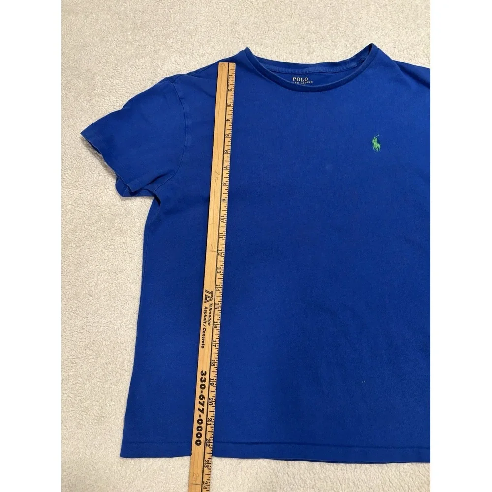 Polo Ralph Lauren Blue Jersey Crew Neck Short Sleeve Logo T-Shirt Men Sz Sm READ